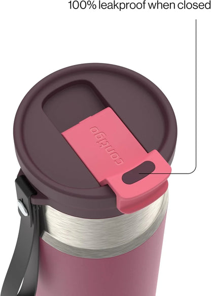 Contigo DualSip 16 oz Compact Stainless Steel Vacuum-Insulated Water Bottle with 2-in-1 Leakproof Lid (Straw or Spout), BPA-Free & Lead-Free, Dishwasher Safe