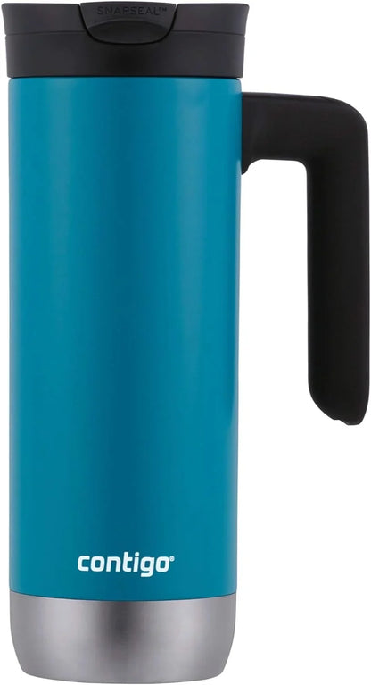 Contigo Superior 2.0 Stainless Steel Travel Mug with Handle Leak-Proof Lid Double-Wall Insulation for Hot & Cold Beverages, 20oz ,Dark Ice, Ideal for Commuting and Travel