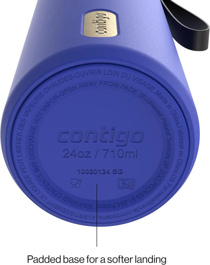 Contigo SnapSeal 24 oz Stainless Steel Vacuum-Insulated Water Bottle with Leakproof AutoClose Lid, Carry Strap & Reusable Straw, BPA-Free & Lead-Free, Dishwasher Safe