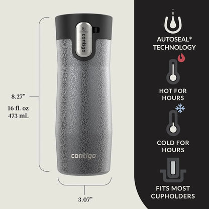 Contigo AUTOSEAL West Loop Vacuum-Insulated Stainless Steel Travel Mug with Easy-Clean Lid 24 oz Crystal Agave