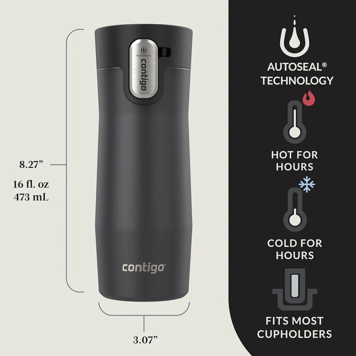 Contigo AUTOSEAL West Loop Vacuum-Insulated Stainless Steel Travel Mug with Easy-Clean Lid 24 oz Crystal Agave