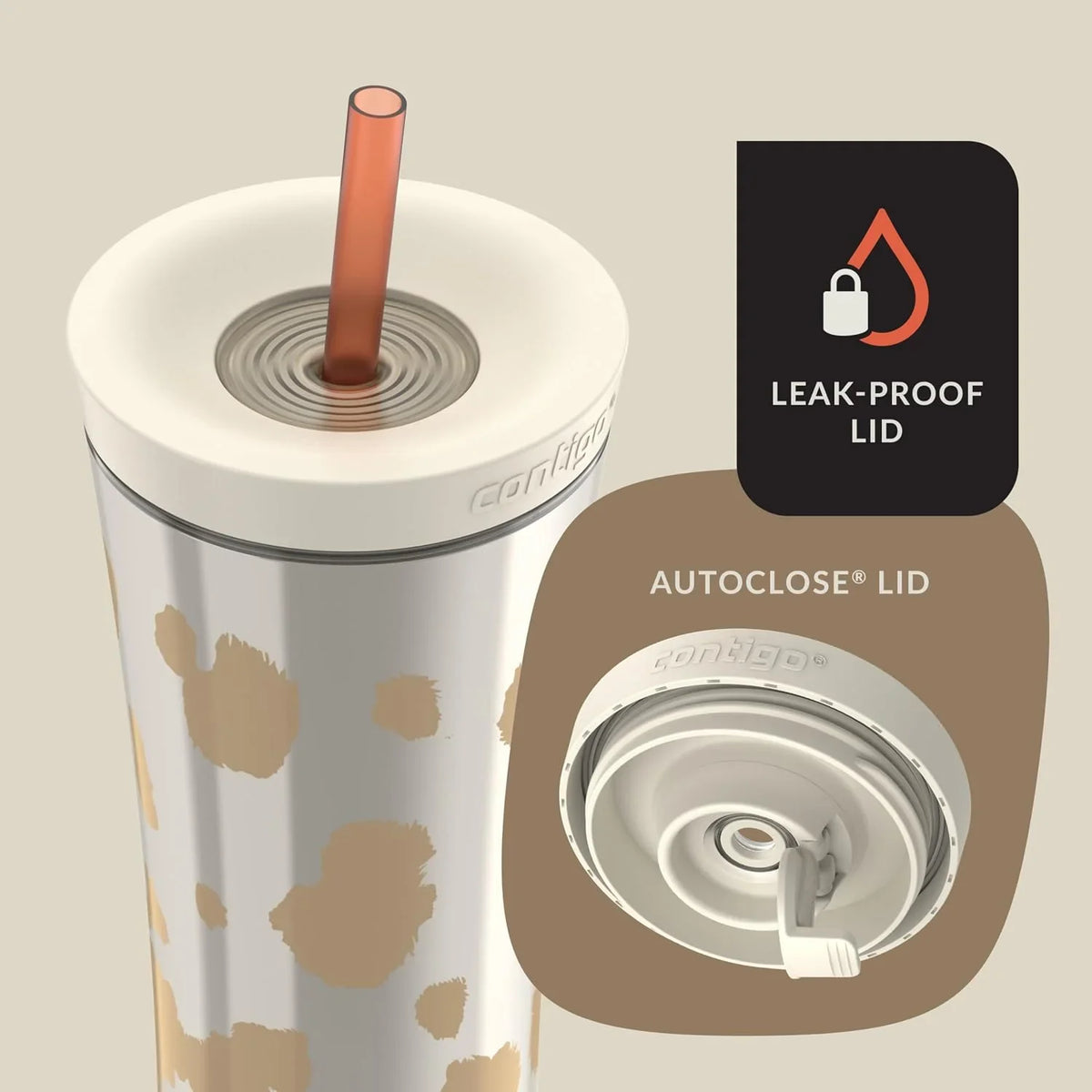 Contigo x Ally Love Shake & Go Tumbler, Autoclose Lid, Leak Proof, 20oz, Licorice