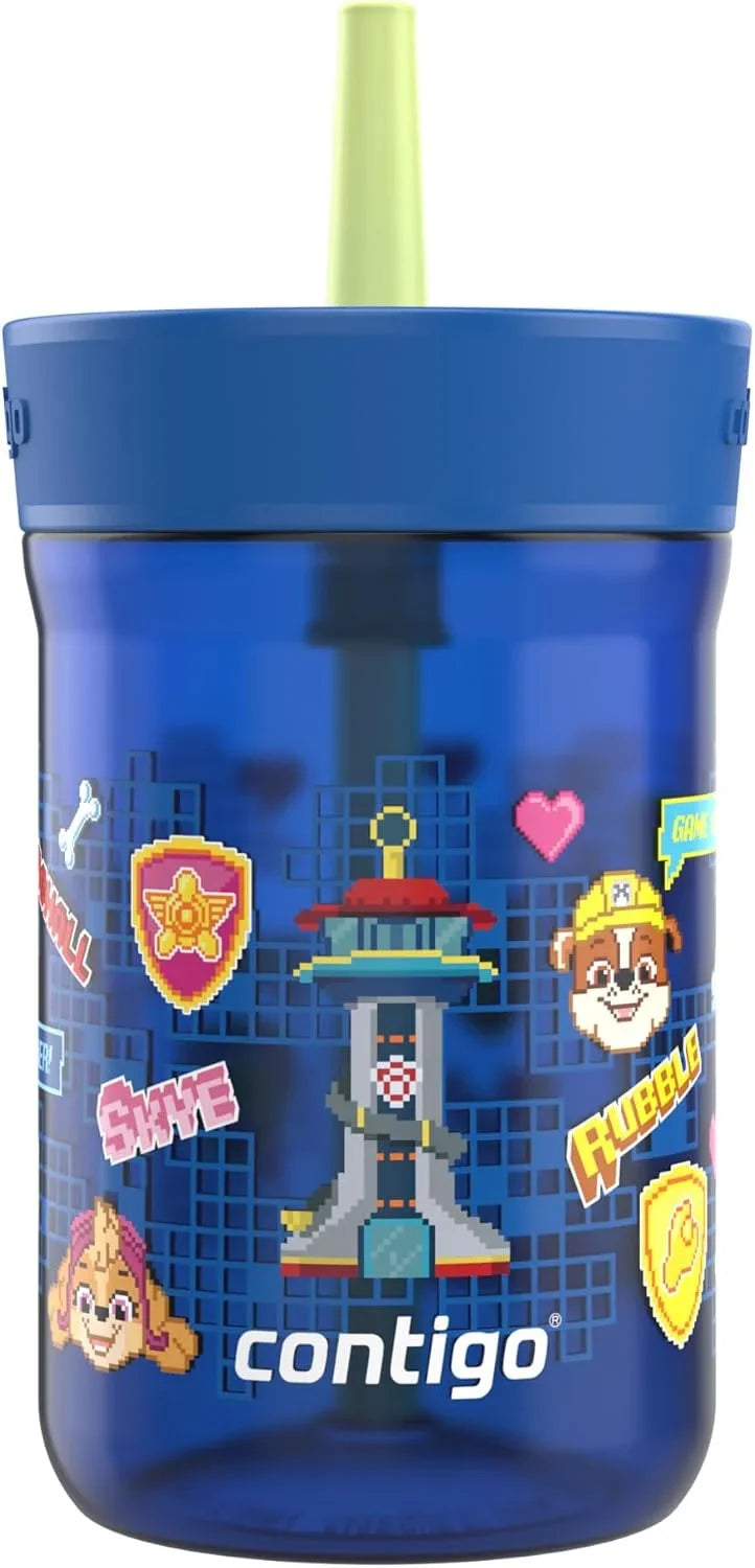 Contigo Kids’ Leighton Straw Tumbler with Spill-Proof Leak-Proof Lid 14oz Juniper/Blue Forest