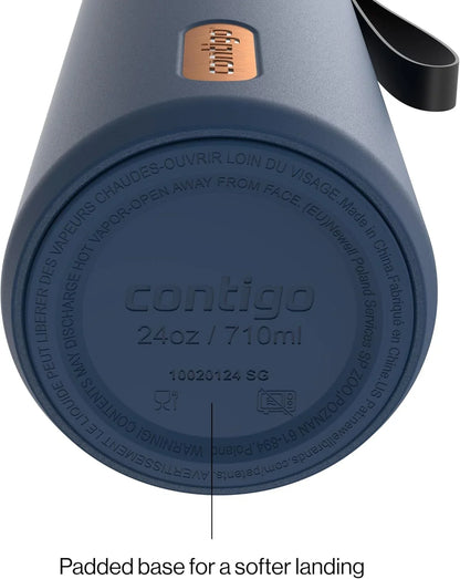 Contigo SnapSeal 24 oz Stainless Steel Vacuum-Insulated Water Bottle with Leakproof AutoClose Lid, Carry Strap & Reusable Straw, BPA-Free & Lead-Free, Dishwasher Safe